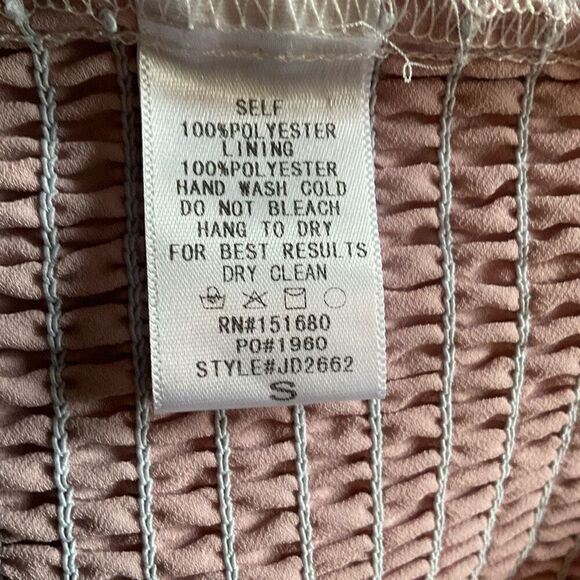 Storia Mini Dress Size Floral Colorblock Blue Pink Tan Square Neck Ruffled Hem S - Picture 4 of 7